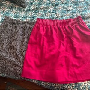 Two J Crew Stylish pink and black and white tweed Women's Skirts.  Size 8.